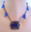 Transitional Nouveau Deco Necklace ~ Blue Step Glass