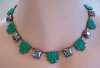 Czech Green Chrysoprase Step & Hematite Glass Necklace