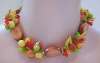German Plastic Fruit Clusters & Wood Choker Necklace