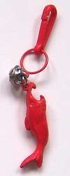 1980's Plastic Red Shark Charm w/ Clip & Bell