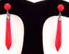 Art Deco Pendant Drop Earrings ~ Red Czech Glass