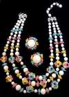 Japan Pastel Glass Necklace & Earring Set