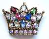 Regency Figural Rhinestone Crown Pin Brooch