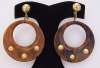 Huge Toffee Swirl Bakelite Hoop Earrings w/ Metal Studs