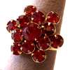 Ruby Red Rhinestone Cluster Ring ~ Adjustable