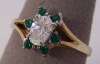 Clear & Clear & Emerald Green Rhinestone Ring ~ 14KT GE ~ Size 8