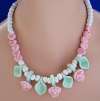 FLYING COLORS Pink Hearts & Roses Necklace 17 1/2