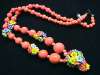 Swirled Coral Glass Bead Necklace