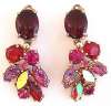 SCHIAPARELLI Red & Fuschia Necklace & Earring Demi-Set