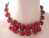 SCHIAPARELLI Collar Necklace ~ Glowing Red Glass Cabochons