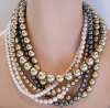 RICHELIEU Multi-Color Six-Strand Faux Pearl Bib Necklace