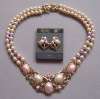 Kunio Matsumoto for Trifari Pale Pink & Cream Faux Pearl Necklace Set