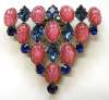 Art Deco Pink Glass Linde Star & Blue Stone Dress Clip ~ Artisan N.Y.