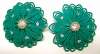 Soft Teal Blue Plastic & Rhinestone Flower Earrings