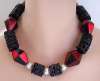 French ? Italian? Wine Red & Black Resin Bead Necklace