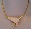 Trifari 70s Modernist Peach Lucite & Goldtone Necklace