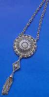 1960s LISNER Mod Silver Tone Pendant Necklace w/ Tassel