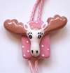 Shoestrings Ceramic Zooboloos Pink Moose Bolo Tie