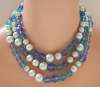 DeMario Triple Strand Blue & Violet Crystal Bead Necklace