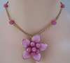 Poured Pink Glass Flower Necklace