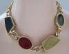 MONET Enameled Modernist Geometric Link Necklace