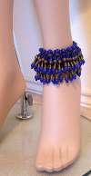 Art Deco Drippy Lapis Blue Glass Bead Ankle Bracelet