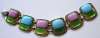 Kay Denning Copper Enamel Bracelet ~ Green, Pink & Blue