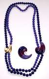 Kunio Matsumoto for Trifari Purple & Burgundy Lucite Necklace & Pin
