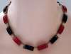 Czech Deco Burgundy & Black Glass Necklace