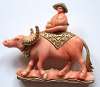 Hattie Carnegie Faux Coral Asian Man Riding Water Buffalo Pin