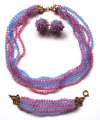 SANDOR Pink & Blue Glass Bead Parure