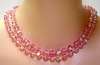 Vintage Pink Crystal Bead Necklace - 2-Strand