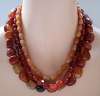 Claudia Agudelo 3-Strand Chunky Carnelian & Agate Bead Necklace