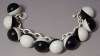 Vintage Plastic Black & White Ball Charm Bracelet ROCKABILLY!