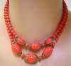 Double-Strand Coral Glass Choker