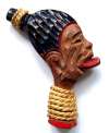 Elzac Carved Wood Tribal Ethnic Face w/ Lip Disc