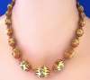 French Art Deco Carved Galalith Bead Necklace