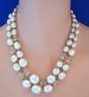 Vintage Faux Pearls & Crystal Bead Necklace