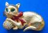 Vintage Napier Cat Pin ~ Rhinestone Ball of Yarn