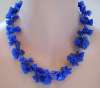 Vintage Dark Blue Venetian Glass Flowers Necklace Set