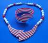 Vintage Red & White Striped Plastic Necklace & Bypass Bracelet