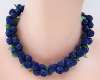 Vintage Jewelry ~ Molded Dark Blue Plastic Roses Bead Necklace