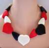 Huge Resin Heart Necklace ~ Black, Red & White