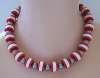 French Plastic Red & White Disc Necklace 