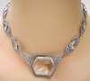 Rhodium Filigree & Clear Glass Choker Necklace