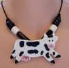 Shoestring Ceramic Dairy Cow Necklace