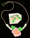 Shoestrings Ceramic Pink Pansy Necklace & Earrings