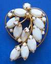 Juliana Style White Milk Glass Navette Brooch