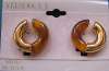 VERDUCCI Modernist Faux Amber Lucite & Gold Tone Clip Earrings ~ On Card