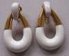 Trifari Modernist White Enamel Clip Earrings